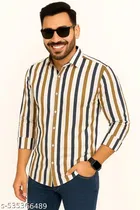 Check Printed Shirt For Men, White & Mustard 