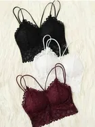 Super Net Solid Padded Bras for Women (Multicolor, 32) (Pack of 3)