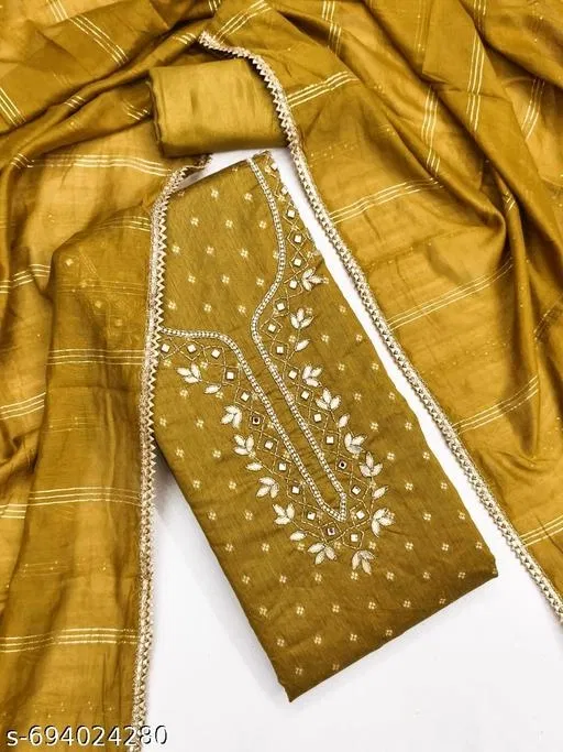Chanderi Cotton Punjabi/All Over Suits Semi-Stitched Suits (Multicolor, 6.85 meter for Women (3XL)
