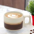 6 Pcs Ceramic Tea & Coffee Cup Set - Dual Tone Brown