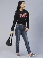 Women's Neon Printed Hooded Sweatshirt 