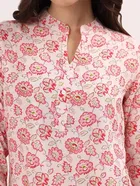 Womens Pink Floral Print short Kurti 