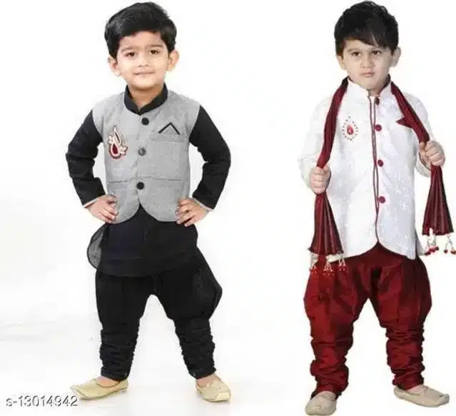 Sherwanis for Boys (Multicolor, 2-3 Years) (Pack of 2)