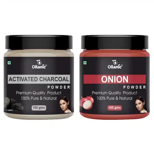 Natural Activated Charcoal & Onion Powder for Skin & Hair (Pack of 2, 100 g)