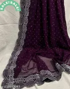Georgette Saree for Women, Wine 