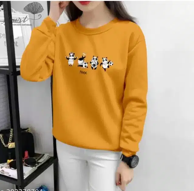 Cotton Blend Printed T-shirt for Women (Mustard, XL)