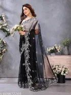 Shining Net Embroidered Saree for Women 