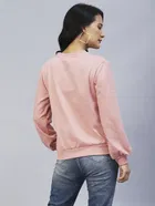 Women's Heart Printed Peasant Sleeves Sweatshirt 