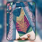 Chanderi Cotton Embroidered Unstitched Suit Fabric, Blue