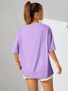 Cotton Blend Printed T-shirt for Women, Lavendar 