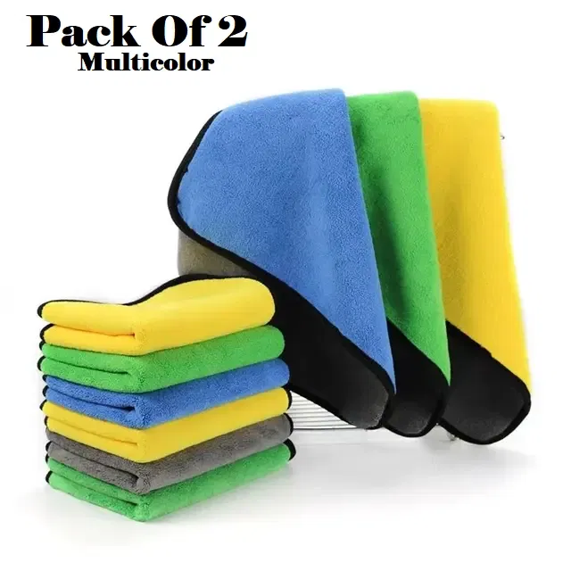 Microfiber Thick Lint & Streak-Free Multipurpose Cleaning Clothes (Multicolor, Pack of 2)