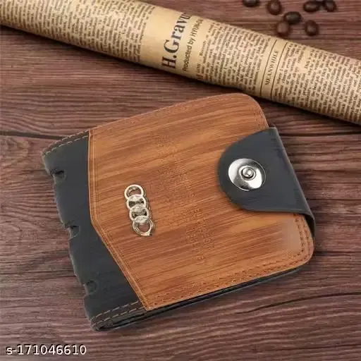 Motorsports Mens Wallet with Closure Button, Black & Brown