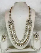 Kundan And Glass Beads Necklace Set for Women, White