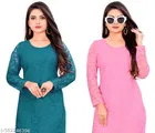 Net Kurti for Women, Pink & Teal, Pack of 2 