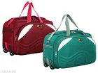 Polyester Duffel Bags (Green & Red, Pack of 2)