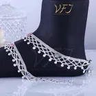 Brass Rhodium Plated Anklet Set 