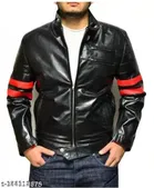 Synthetic Leather Full Sleeves Solid Jacket for Men 