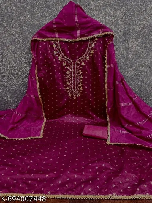 Chanderi Cotton Punjabi/All Over Suits for Women (Multicolor, 6.45 meter (XL)