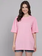 Cotton Solid Oversized T-Shirt for Women 