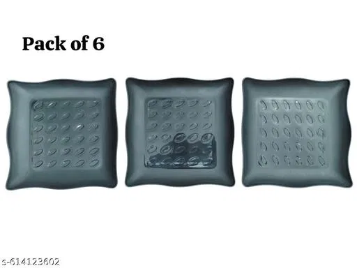 Plastic Plates for Kitchen, Grey, Pack of 6