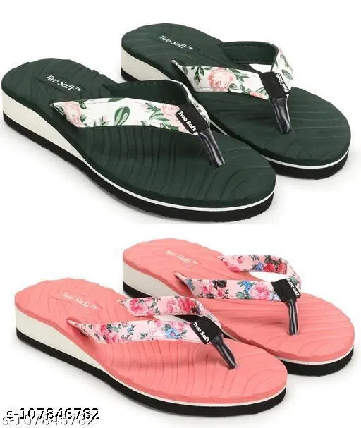EVA Flip-flops for Women (Multicolor, 6) Pack of 2