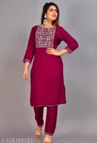 Rayon Printed Kurta with Pant for Women 