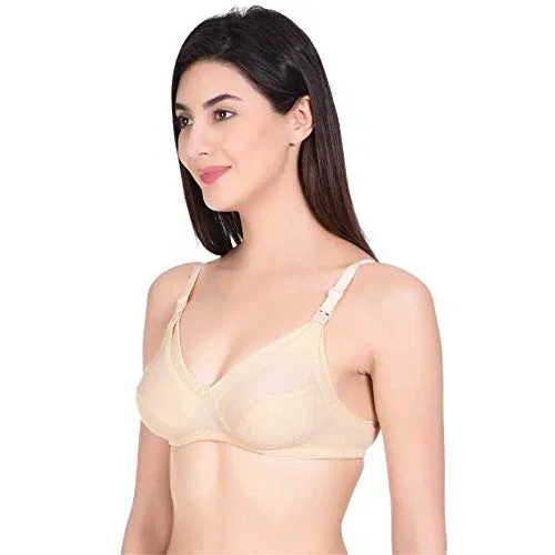 Cotton Blend Solid Non Padded Feeding Bra for Women (Multicolor, 42)