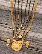 Combo of 4 Pcs Mangalsutras with Earrings Set for Women 