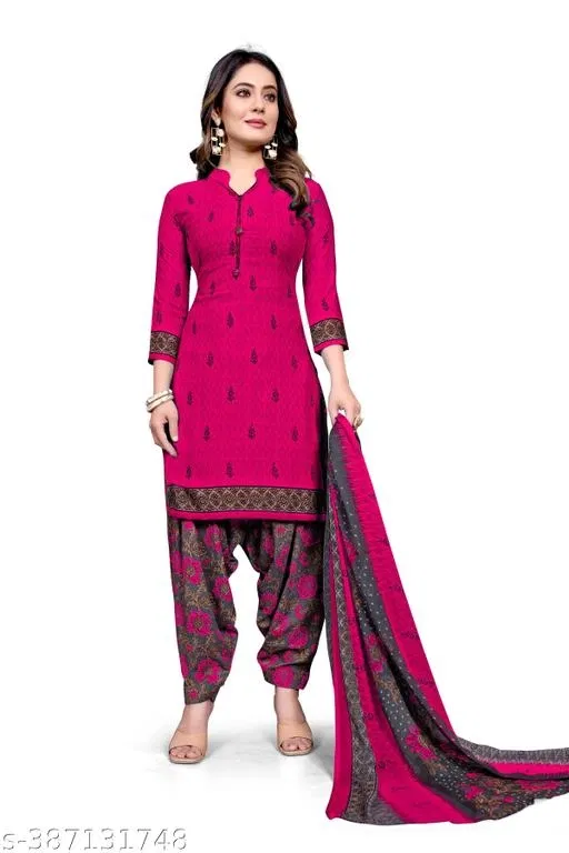 Cotton Printed Salwar Suit & Dupatta Sets for Women (Pink, XXXL)