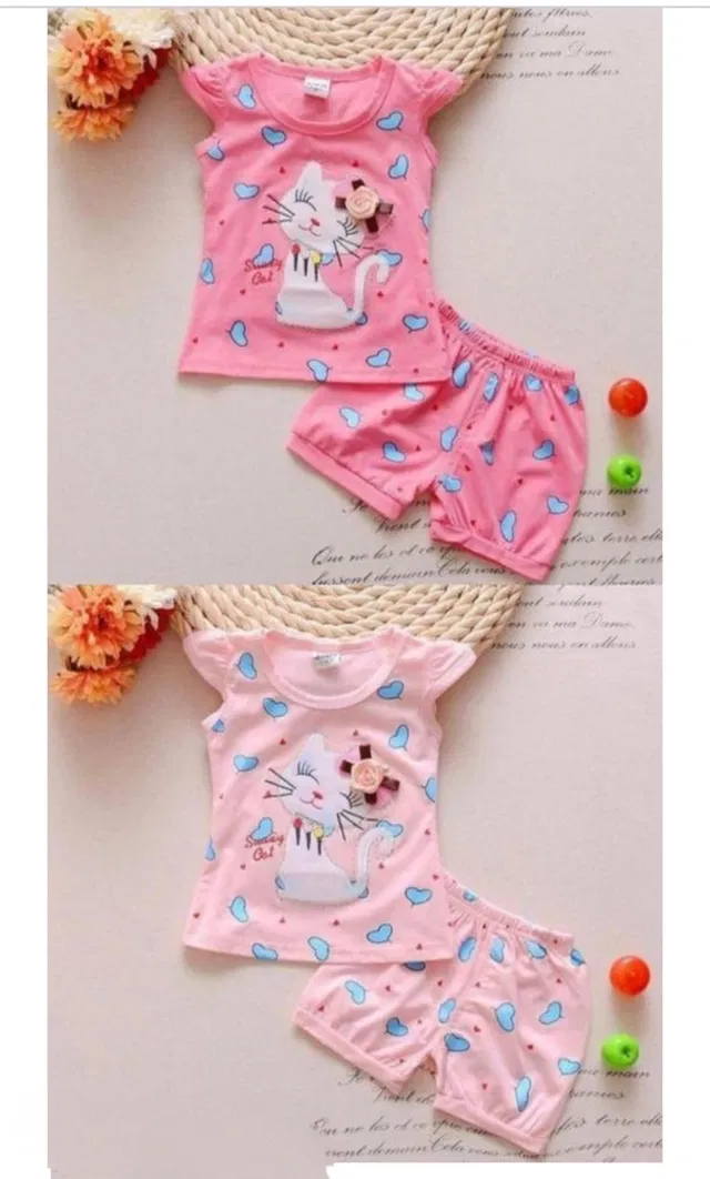 Hosiery Clothing Set for Girls (Multicolor, 6-9 Months) (Set of 2)