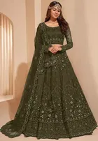 Net Embroidred Semi Stiched Lehenga Choli for Women 