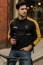 Fleece Printed Sweatshirt for Men, Black 