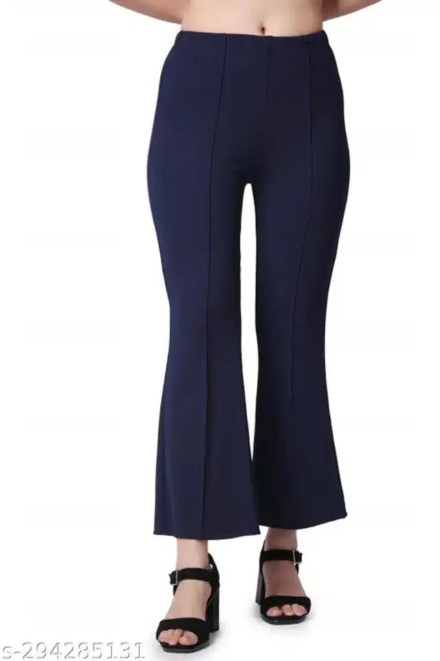 Cotton Lycra Trouser for Women (Navy Blue, 32)