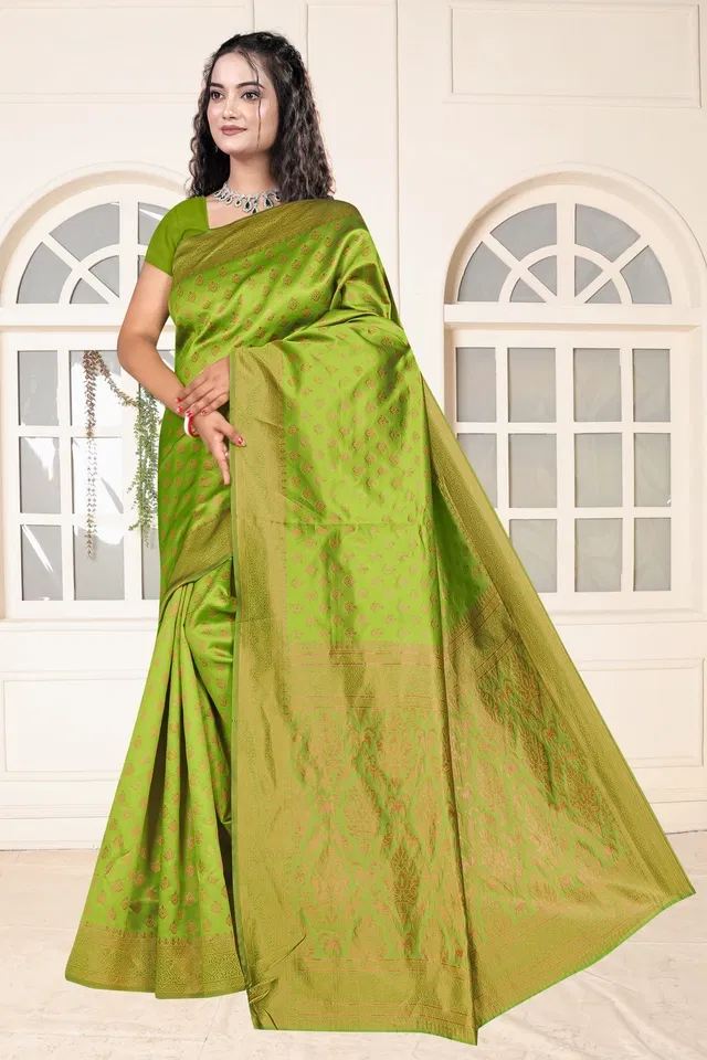 Jacquard Woven Design Saree for Women, Green (6.3 m)