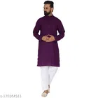 Cotton Blend Solid Kurta with Pyjama for Men 