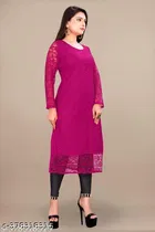 Net Kurti for Women,  Pink  