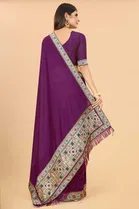 SVB Vichitra Silk Women Jacquard Saree With Un-Stitched Blouse 