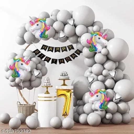 62 Pcs 7th Birthday Decoration kit, Multicolour, Set of 1