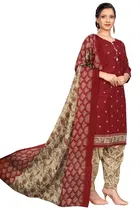 Cotton Blend Floral Kurti with Pant & Dupatta for Women 