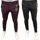 Lycra Solid Trousers for Men (Wine & Black, 28) (Pack of 2)