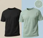 Polyester Round Neck T-shirt for Men, Multicolour, Pack of 2 