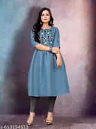 Solid Embroidered Cotton Kurti for Women, Pack of 2 