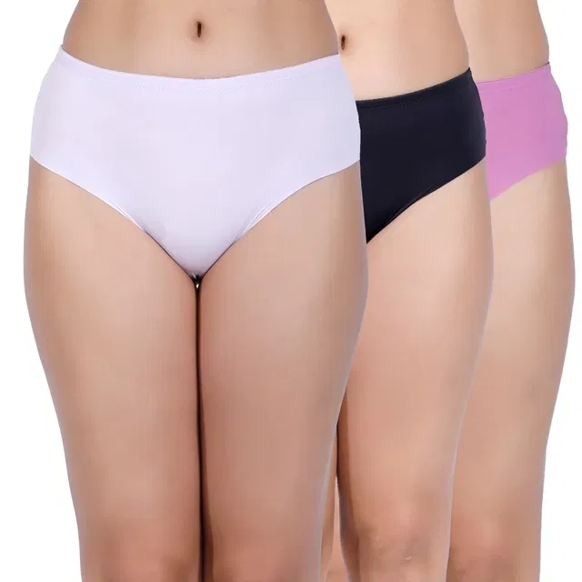 Proleaf Polyamide briefs for women ( Mauve & Black  & Purple ) ( M ) ( Pack of 3 )