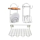 2 Pcs Stainless Steel Chakla Belan Stand & Utensil Holder 