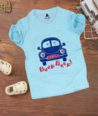 Cotton Printed Round Neck T-Shirt for Kids (Aqua Blue, 3-4 Years)