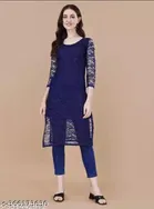 Net Kurti for Women,  Navy Blue  