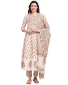 Cambric Cotton Printed Kurta with Pant & Dupatta for Women 