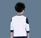 Cotton Blend Printed T-shirt for Boys, White & Blue 