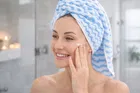 Microfiber Zig Zag Bath Towel Blue 