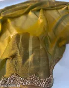 Chiffon Embellished Saree For Women, Yellow